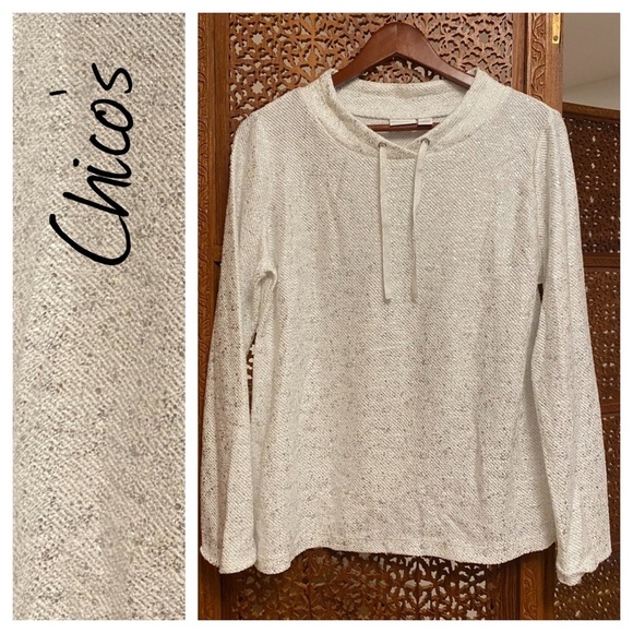 Chico's Sweaters - 🚺 🆕 Weekends by Chico’s white/silver shimmer sweater top